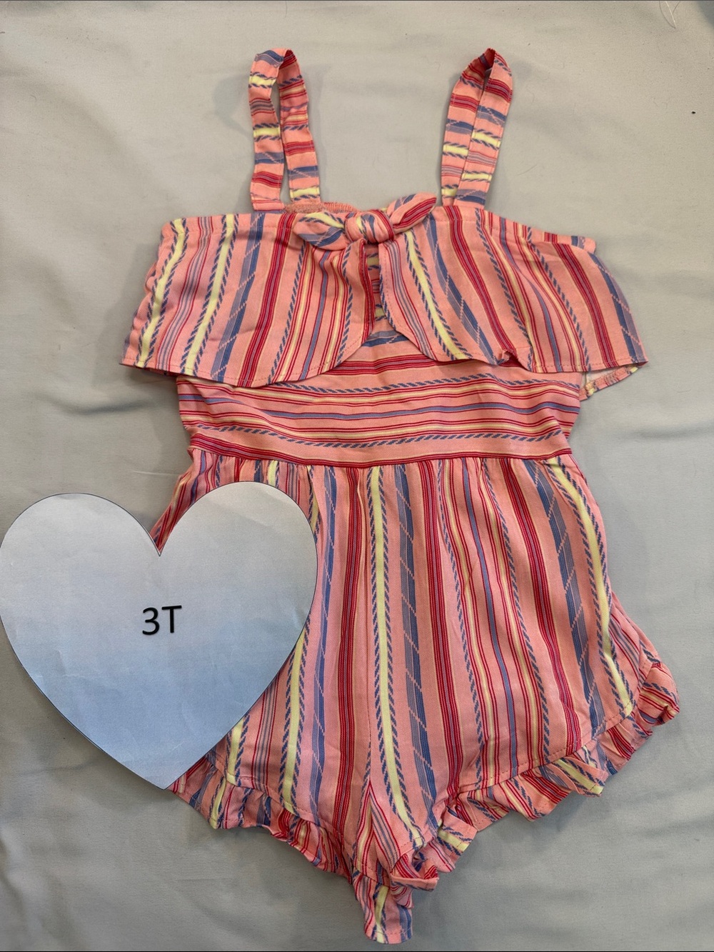 Vince Camuto Toddler Girls Pink Rayon Multi-Stripe Romper